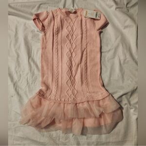 Gymboree Pink Cable Knit Dress with Tulle Skirt